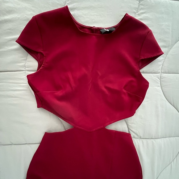 Lulu’s Burgundy Cut Off Cap Sleeve Dress - Picture 3 of 6